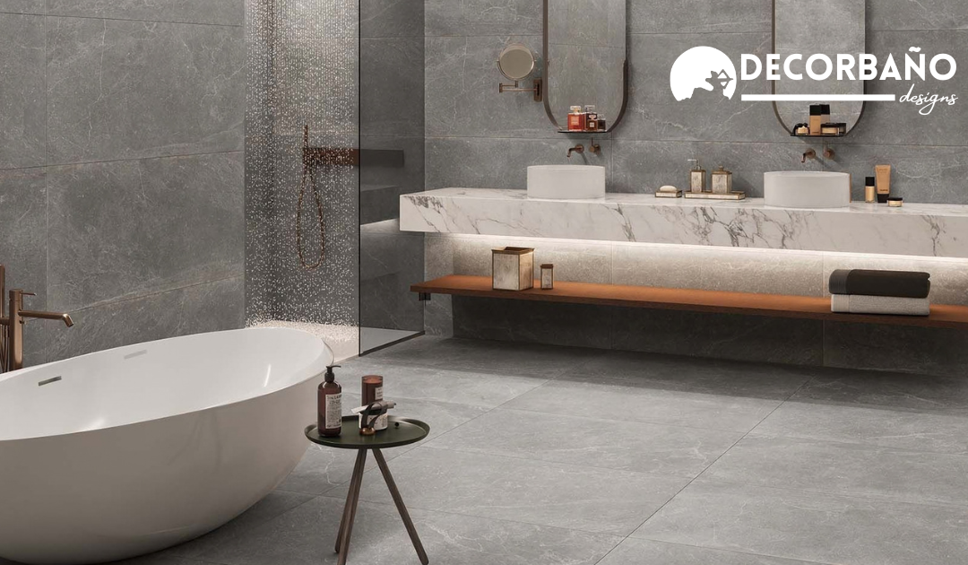 Azulejos efecto piedra para baño moderno_ ideas para un espacio elegante y cálido